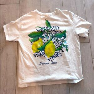 H&M women’s M - oversized Lemon Print White T-Shirt